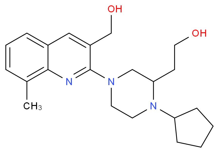 2-{1-cyclopentyl-4-[3-(hydroxymethyl)-8-methyl-2-quinolinyl]-2-piperazinyl}ethanol_Molecular_structure_CAS_)