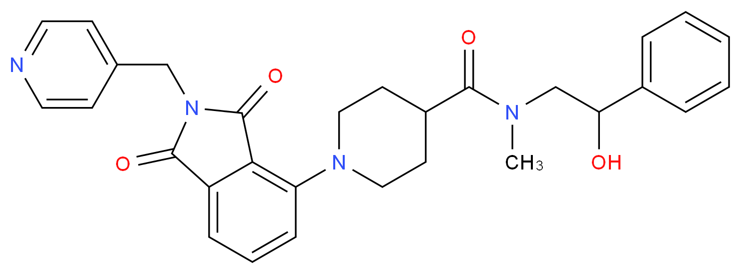 1-[1,3-dioxo-2-(4-pyridinylmethyl)-2,3-dihydro-1H-isoindol-4-yl]-N-(2-hydroxy-2-phenylethyl)-N-methyl-4-piperidinecarboxamide_Molecular_structure_CAS_)