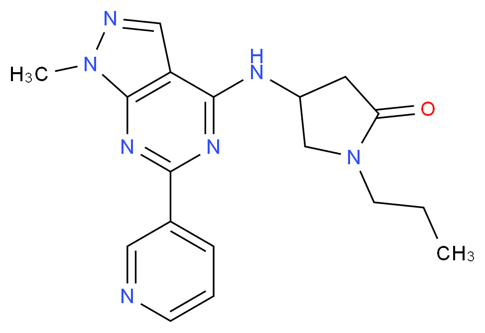 4-{[1-methyl-6-(3-pyridinyl)-1H-pyrazolo[3,4-d]pyrimidin-4-yl]amino}-1-propyl-2-pyrrolidinone_Molecular_structure_CAS_)