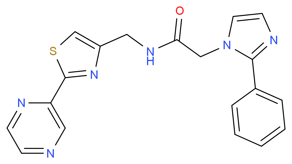 2-(2-phenyl-1H-imidazol-1-yl)-N-{[2-(2-pyrazinyl)-1,3-thiazol-4-yl]methyl}acetamide_Molecular_structure_CAS_)