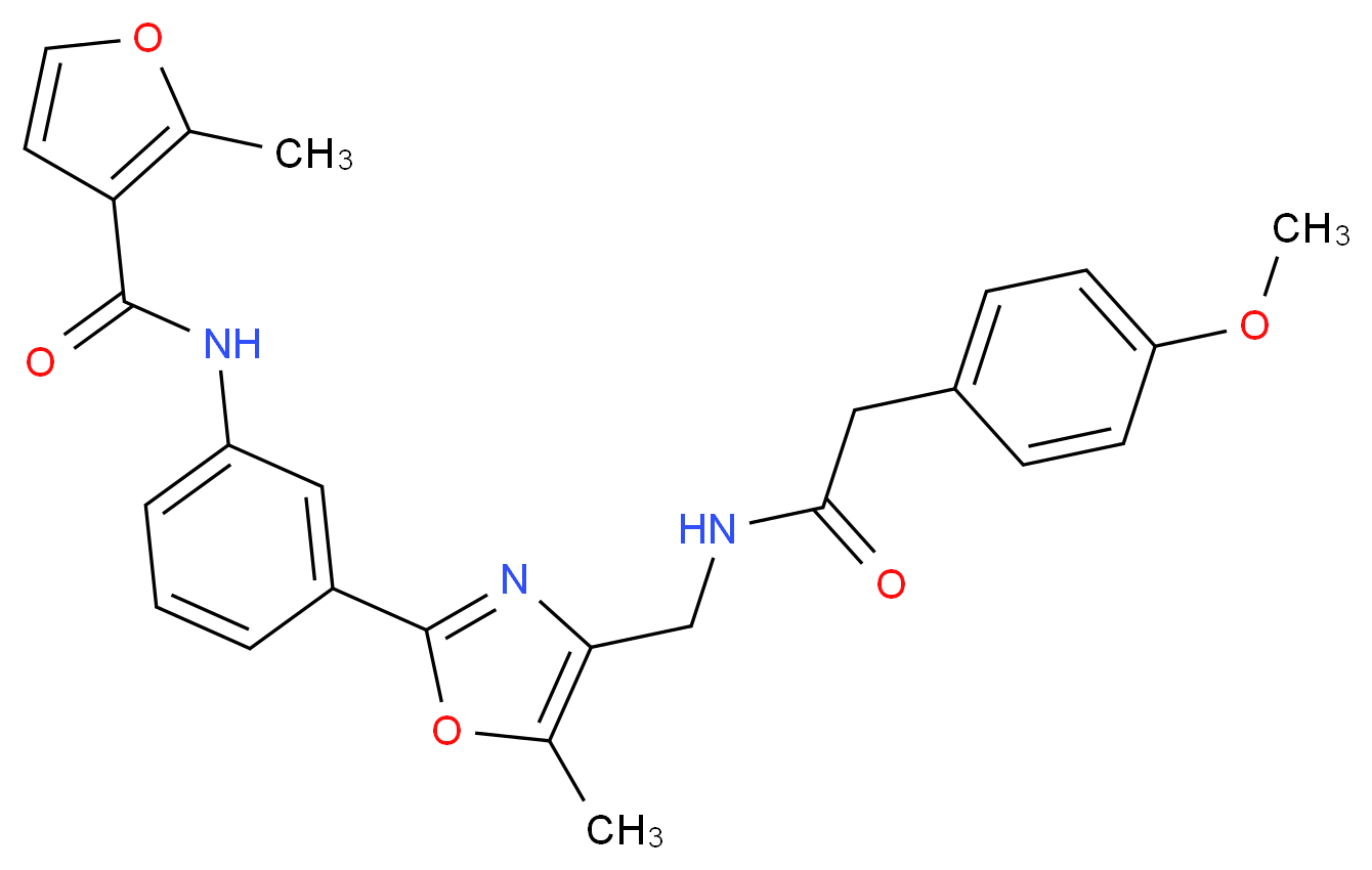 N-{3-[4-({[(4-methoxyphenyl)acetyl]amino}methyl)-5-methyl-1,3-oxazol-2-yl]phenyl}-2-methyl-3-furamide_Molecular_structure_CAS_)