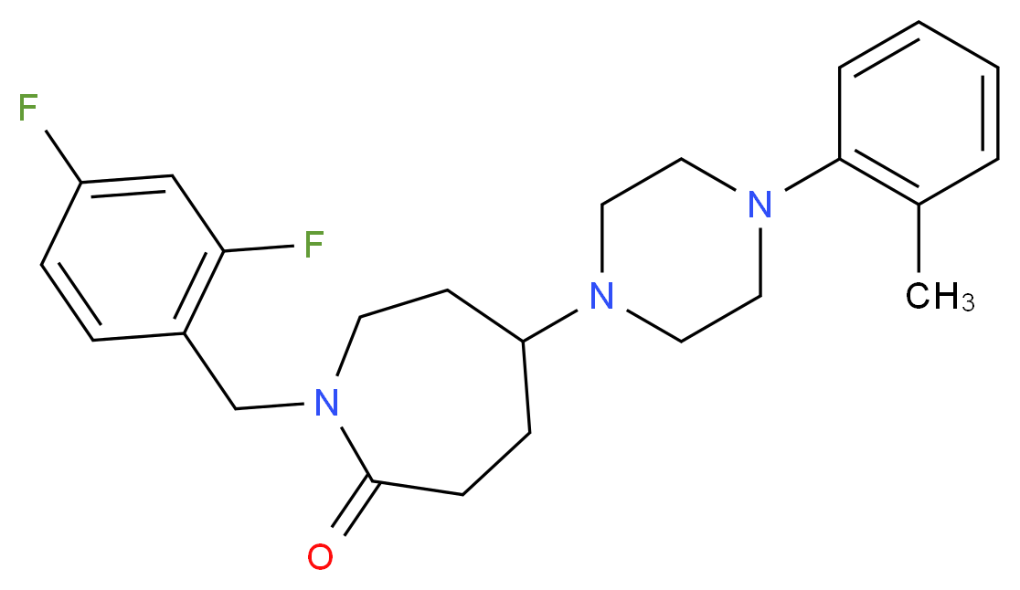 1-(2,4-difluorobenzyl)-5-[4-(2-methylphenyl)-1-piperazinyl]-2-azepanone_Molecular_structure_CAS_)