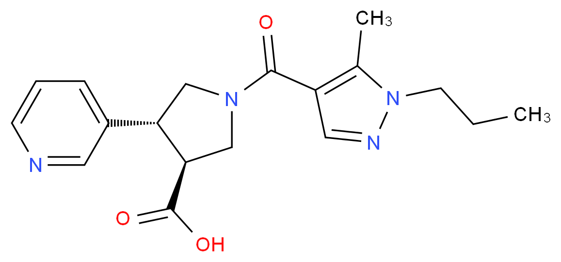 (3S*,4R*)-1-[(5-methyl-1-propyl-1H-pyrazol-4-yl)carbonyl]-4-pyridin-3-ylpyrrolidine-3-carboxylic acid_Molecular_structure_CAS_)