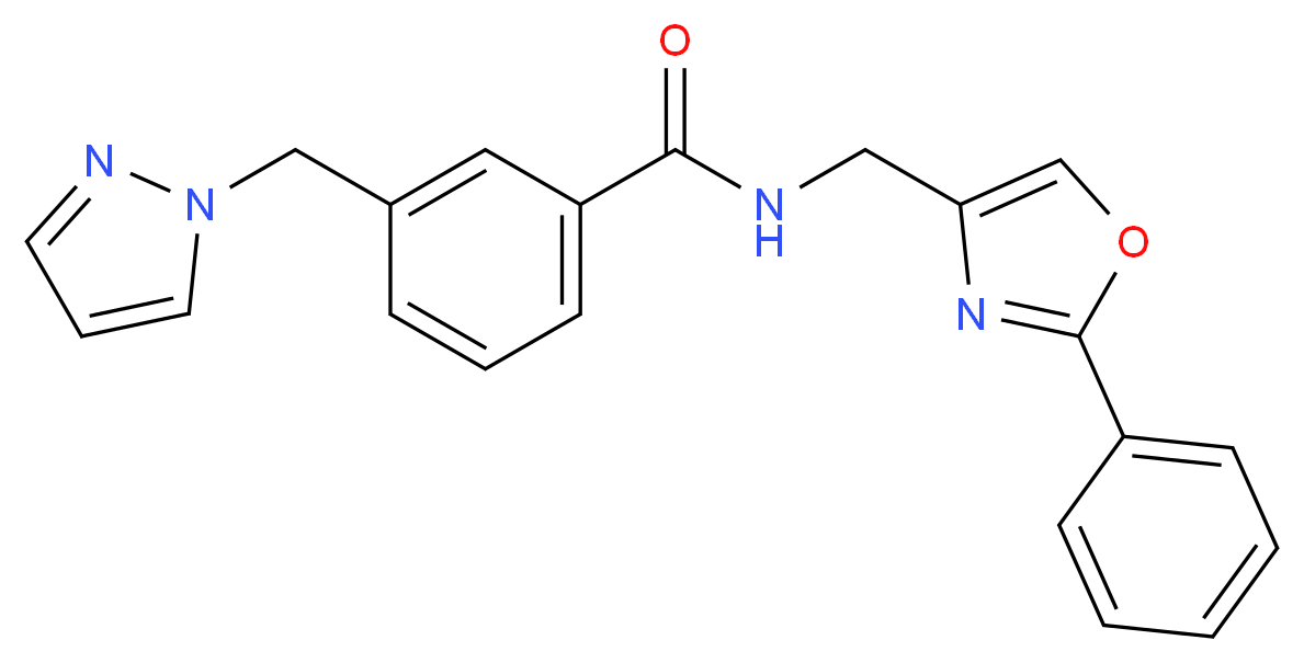 N-[(2-phenyl-1,3-oxazol-4-yl)methyl]-3-(1H-pyrazol-1-ylmethyl)benzamide_Molecular_structure_CAS_)