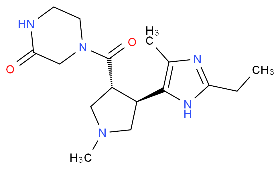 4-{[(3R*,4R*)-4-(2-ethyl-4-methyl-1H-imidazol-5-yl)-1-methylpyrrolidin-3-yl]carbonyl}piperazin-2-one_Molecular_structure_CAS_)