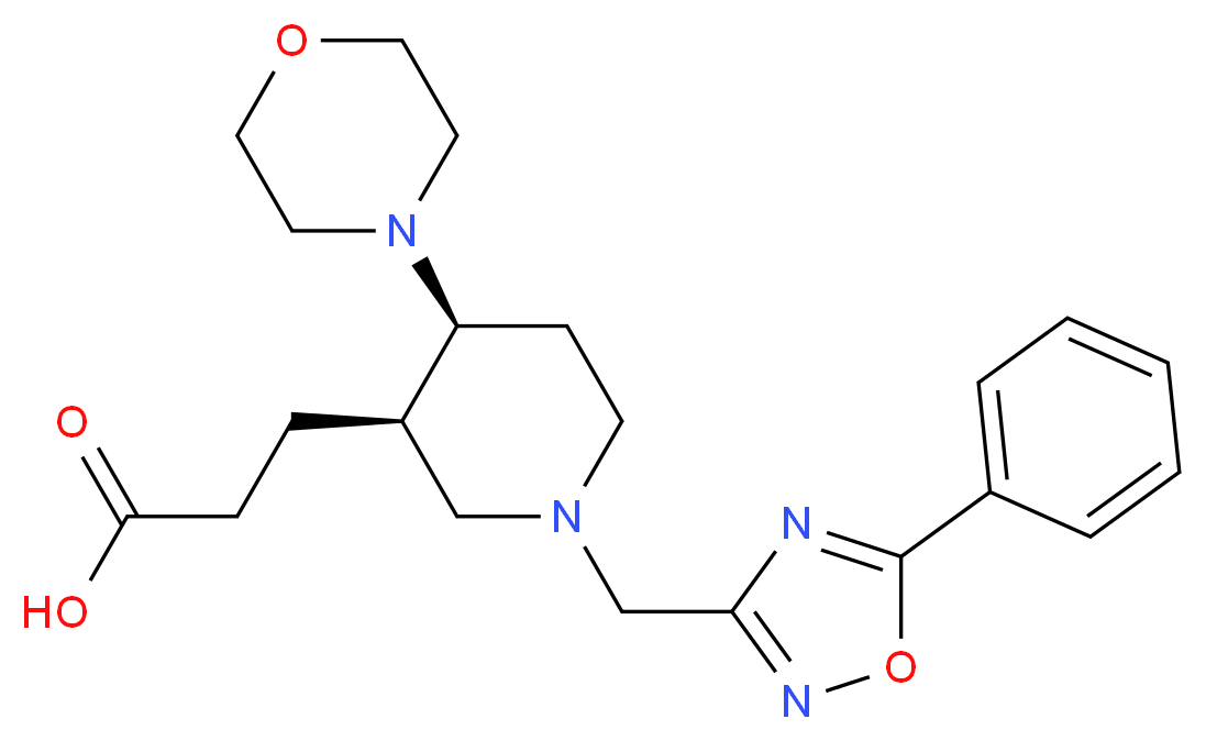 3-{(3R*,4S*)-4-morpholin-4-yl-1-[(5-phenyl-1,2,4-oxadiazol-3-yl)methyl]piperidin-3-yl}propanoic acid_Molecular_structure_CAS_)