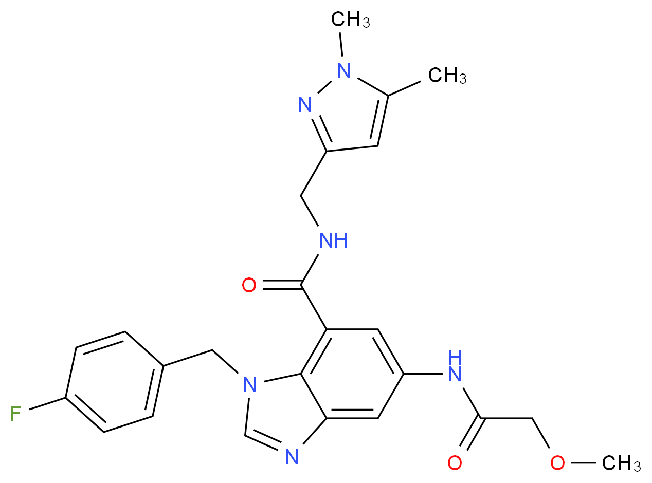 N-[(1,5-dimethyl-1H-pyrazol-3-yl)methyl]-1-(4-fluorobenzyl)-5-[(methoxyacetyl)amino]-1H-benzimidazole-7-carboxamide_Molecular_structure_CAS_)