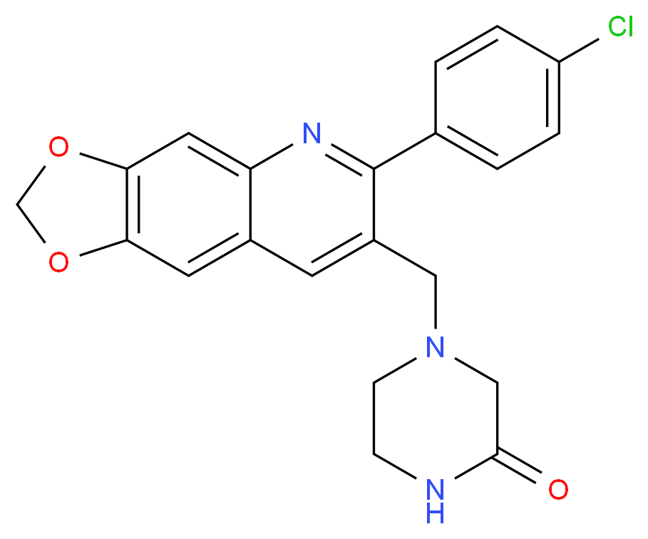 4-{[6-(4-chlorophenyl)[1,3]dioxolo[4,5-g]quinolin-7-yl]methyl}-2-piperazinone_Molecular_structure_CAS_)