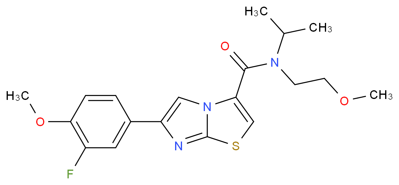 6-(3-fluoro-4-methoxyphenyl)-N-isopropyl-N-(2-methoxyethyl)imidazo[2,1-b][1,3]thiazole-3-carboxamide_Molecular_structure_CAS_)
