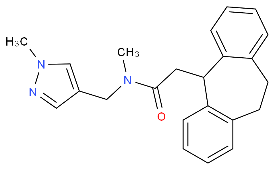 2-(10,11-dihydro-5H-dibenzo[a,d]cyclohepten-5-yl)-N-methyl-N-[(1-methyl-1H-pyrazol-4-yl)methyl]acetamide_Molecular_structure_CAS_)