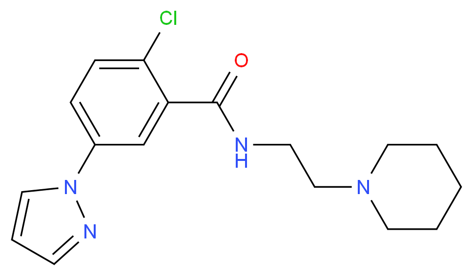 2-chloro-N-(2-piperidin-1-ylethyl)-5-(1H-pyrazol-1-yl)benzamide_Molecular_structure_CAS_)