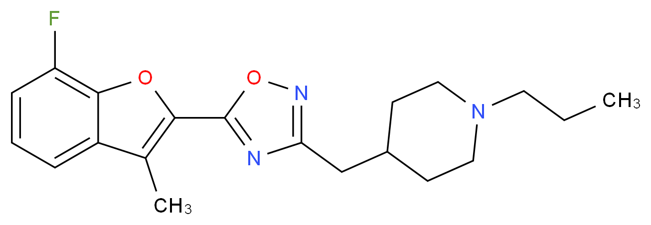 4-{[5-(7-fluoro-3-methyl-1-benzofuran-2-yl)-1,2,4-oxadiazol-3-yl]methyl}-1-propylpiperidine_Molecular_structure_CAS_)