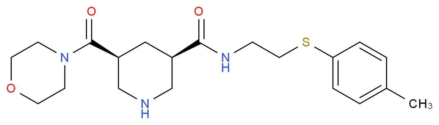 (3R*,5S*)-N-{2-[(4-methylphenyl)thio]ethyl}-5-(morpholin-4-ylcarbonyl)piperidine-3-carboxamide_Molecular_structure_CAS_)