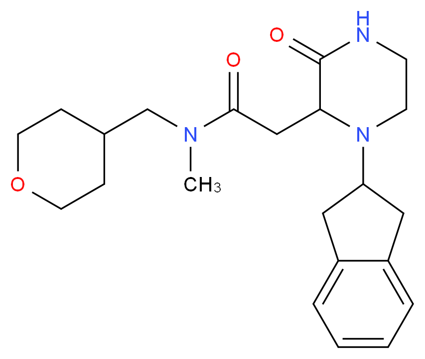 2-[1-(2,3-dihydro-1H-inden-2-yl)-3-oxo-2-piperazinyl]-N-methyl-N-(tetrahydro-2H-pyran-4-ylmethyl)acetamide_Molecular_structure_CAS_)