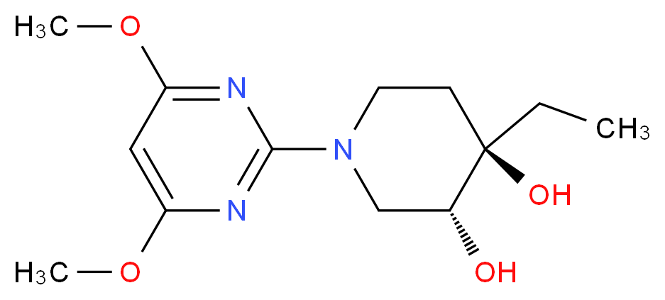 (3R*,4R*)-1-(4,6-dimethoxypyrimidin-2-yl)-4-ethylpiperidine-3,4-diol_Molecular_structure_CAS_)