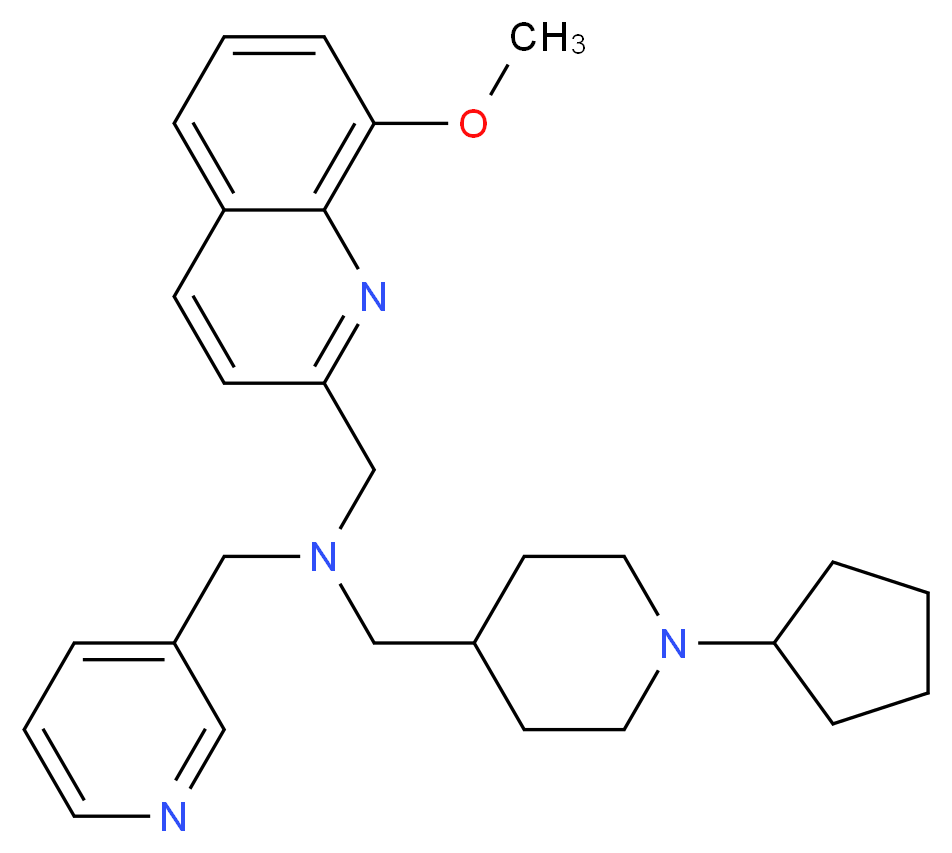 1-(1-cyclopentyl-4-piperidinyl)-N-[(8-methoxy-2-quinolinyl)methyl]-N-(3-pyridinylmethyl)methanamine_Molecular_structure_CAS_)