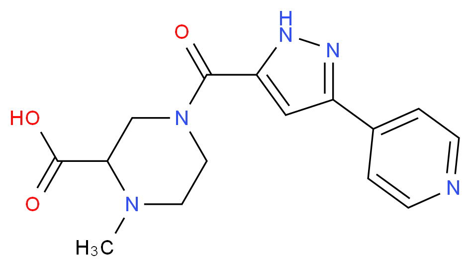 1-methyl-4-[(3-pyridin-4-yl-1H-pyrazol-5-yl)carbonyl]piperazine-2-carboxylic acid_Molecular_structure_CAS_)