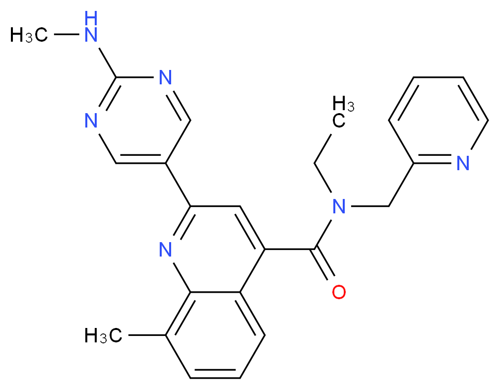 N-ethyl-8-methyl-2-[2-(methylamino)pyrimidin-5-yl]-N-(pyridin-2-ylmethyl)quinoline-4-carboxamide_Molecular_structure_CAS_)