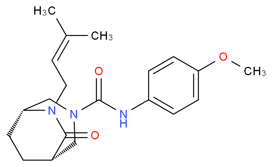 (1S*,5R*)-N-(4-methoxyphenyl)-6-(3-methyl-2-buten-1-yl)-7-oxo-3,6-diazabicyclo[3.2.2]nonane-3-carboxamide_Molecular_structure_CAS_)