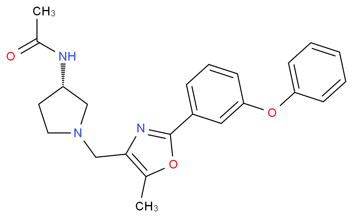 N-((3S)-1-{[5-methyl-2-(3-phenoxyphenyl)-1,3-oxazol-4-yl]methyl}pyrrolidin-3-yl)acetamide_Molecular_structure_CAS_)