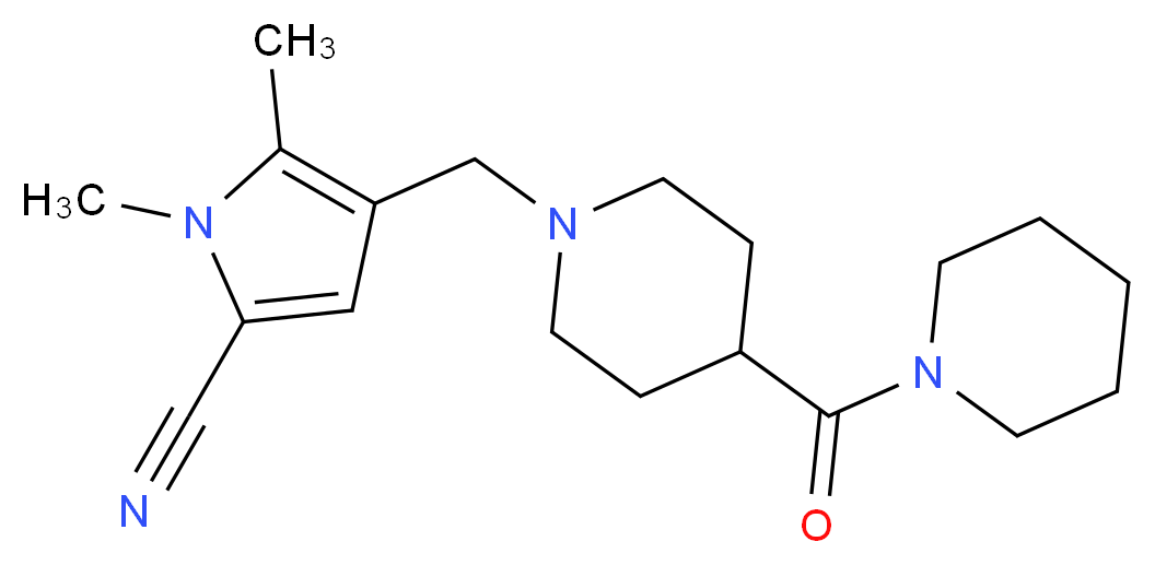 1,5-dimethyl-4-{[4-(1-piperidinylcarbonyl)-1-piperidinyl]methyl}-1H-pyrrole-2-carbonitrile_Molecular_structure_CAS_)