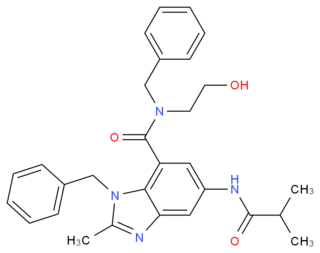N,1-dibenzyl-N-(2-hydroxyethyl)-5-(isobutyrylamino)-2-methyl-1H-benzimidazole-7-carboxamide_Molecular_structure_CAS_)