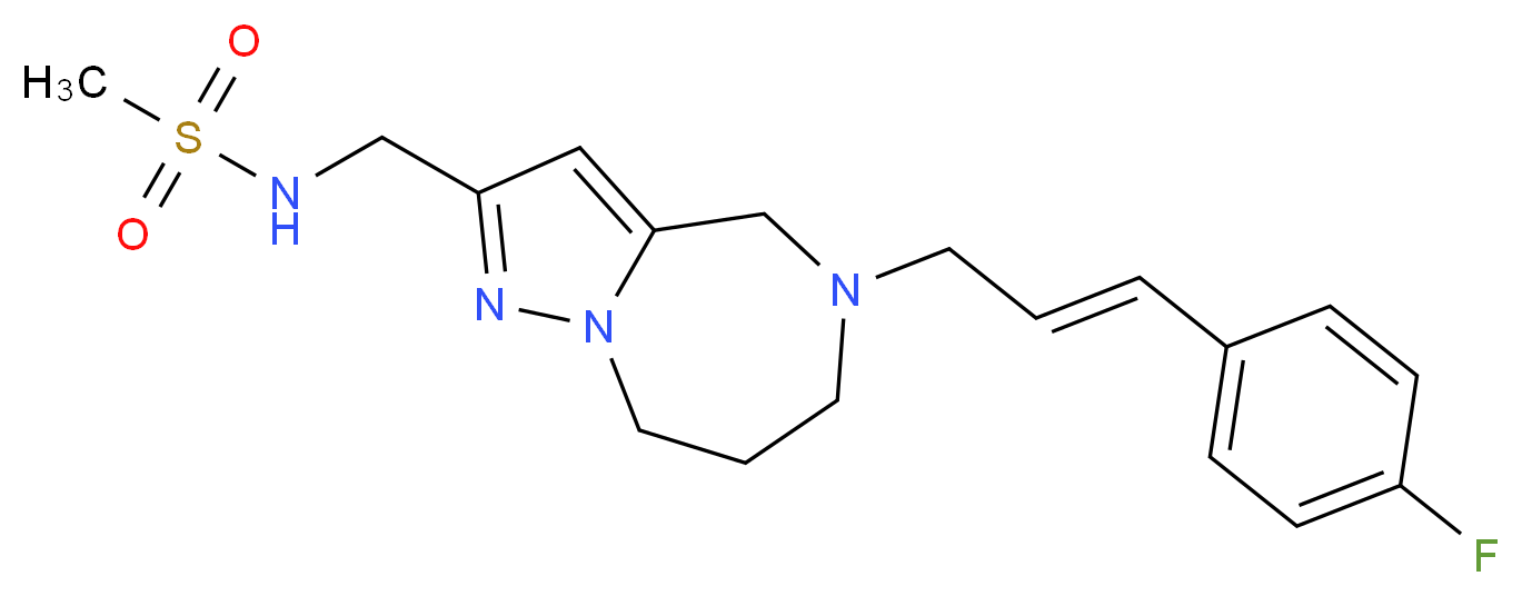 N-({5-[(2E)-3-(4-fluorophenyl)prop-2-en-1-yl]-5,6,7,8-tetrahydro-4H-pyrazolo[1,5-a][1,4]diazepin-2-yl}methyl)methanesulfonamide_Molecular_structure_CAS_)