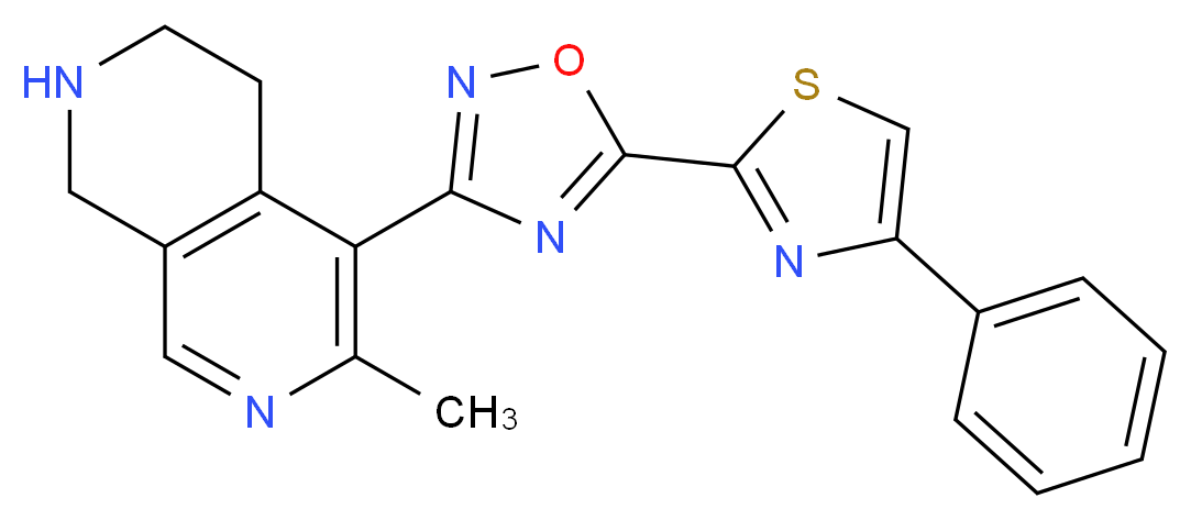6-methyl-5-[5-(4-phenyl-1,3-thiazol-2-yl)-1,2,4-oxadiazol-3-yl]-1,2,3,4-tetrahydro-2,7-naphthyridine_Molecular_structure_CAS_)