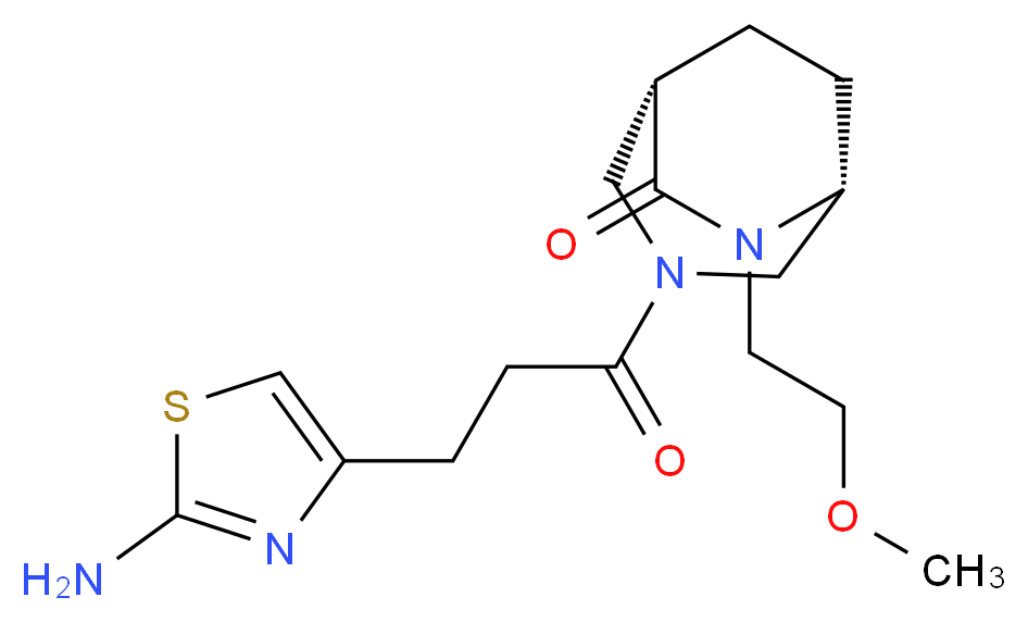 (1S*,5R*)-3-[3-(2-amino-1,3-thiazol-4-yl)propanoyl]-6-(2-methoxyethyl)-3,6-diazabicyclo[3.2.2]nonan-7-one_Molecular_structure_CAS_)