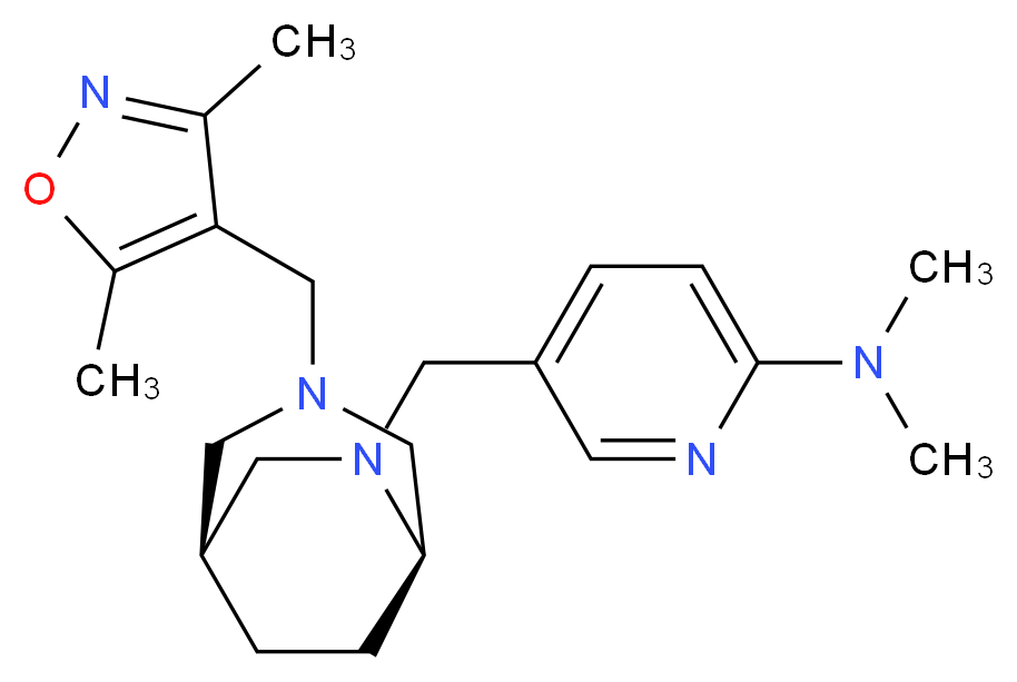 5-({(1S*,5R*)-3-[(3,5-dimethyl-4-isoxazolyl)methyl]-3,6-diazabicyclo[3.2.2]non-6-yl}methyl)-N,N-dimethyl-2-pyridinamine_Molecular_structure_CAS_)