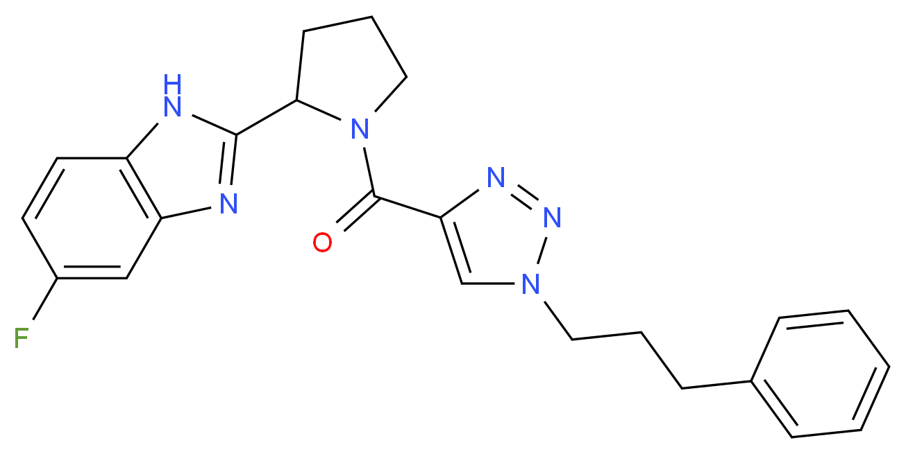 5-fluoro-2-(1-{[1-(3-phenylpropyl)-1H-1,2,3-triazol-4-yl]carbonyl}-2-pyrrolidinyl)-1H-benzimidazole_Molecular_structure_CAS_)