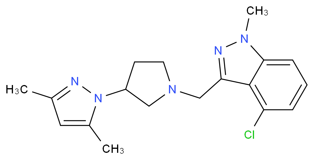 4-chloro-3-{[3-(3,5-dimethyl-1H-pyrazol-1-yl)pyrrolidin-1-yl]methyl}-1-methyl-1H-indazole_Molecular_structure_CAS_)