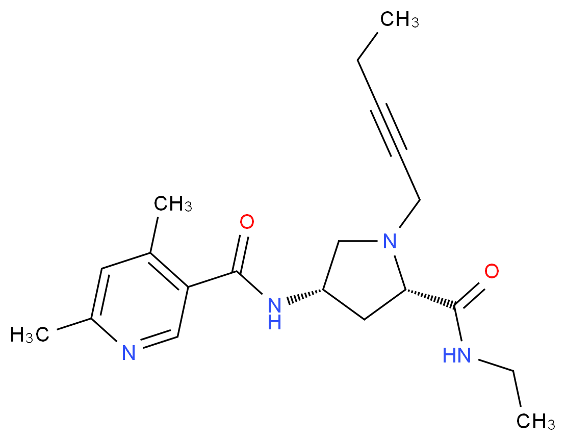 N-{(3S,5S)-5-[(ethylamino)carbonyl]-1-pent-2-yn-1-ylpyrrolidin-3-yl}-4,6-dimethylnicotinamide (non-preferred name)_Molecular_structure_CAS_)