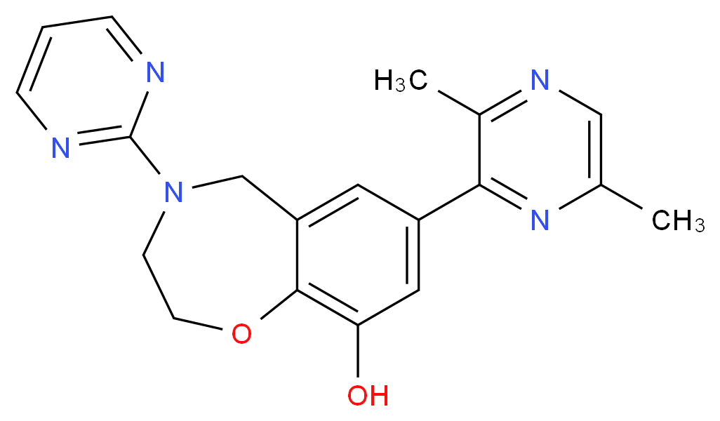 7-(3,6-dimethylpyrazin-2-yl)-4-pyrimidin-2-yl-2,3,4,5-tetrahydro-1,4-benzoxazepin-9-ol_Molecular_structure_CAS_)