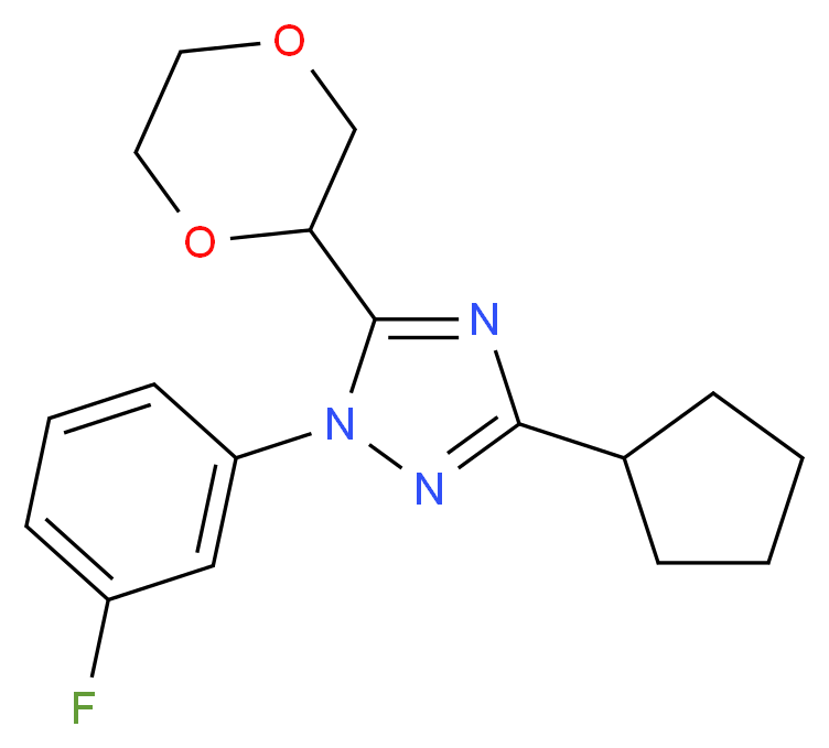 3-cyclopentyl-5-(1,4-dioxan-2-yl)-1-(3-fluorophenyl)-1H-1,2,4-triazole_Molecular_structure_CAS_)