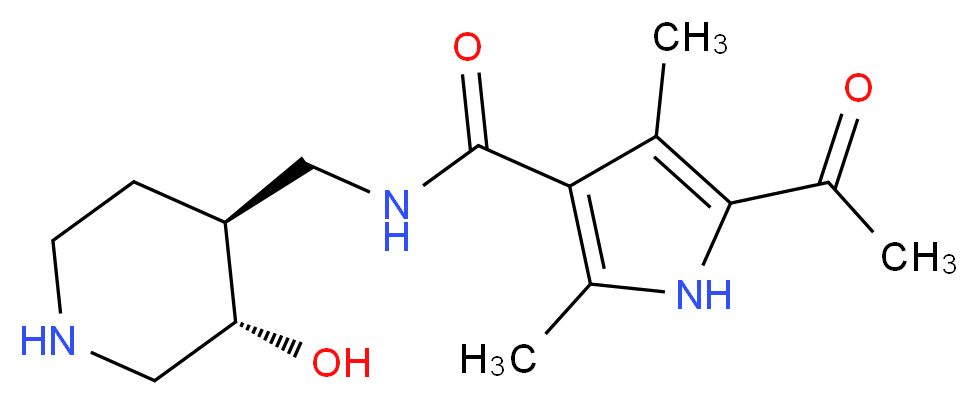 5-acetyl-N-{[(3S*,4S*)-3-hydroxypiperidin-4-yl]methyl}-2,4-dimethyl-1H-pyrrole-3-carboxamide_Molecular_structure_CAS_)