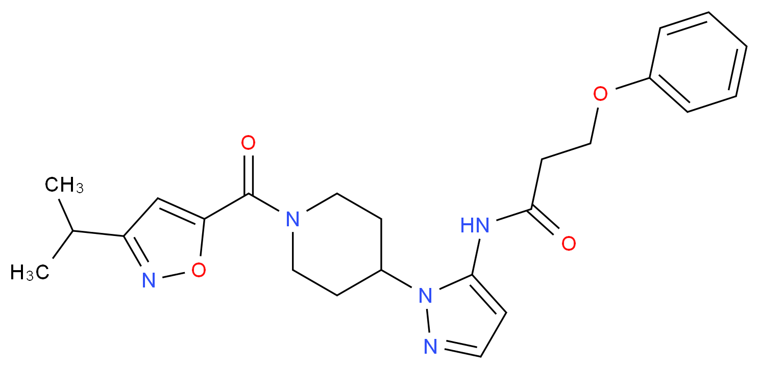 N-(1-{1-[(3-isopropyl-5-isoxazolyl)carbonyl]-4-piperidinyl}-1H-pyrazol-5-yl)-3-phenoxypropanamide_Molecular_structure_CAS_)