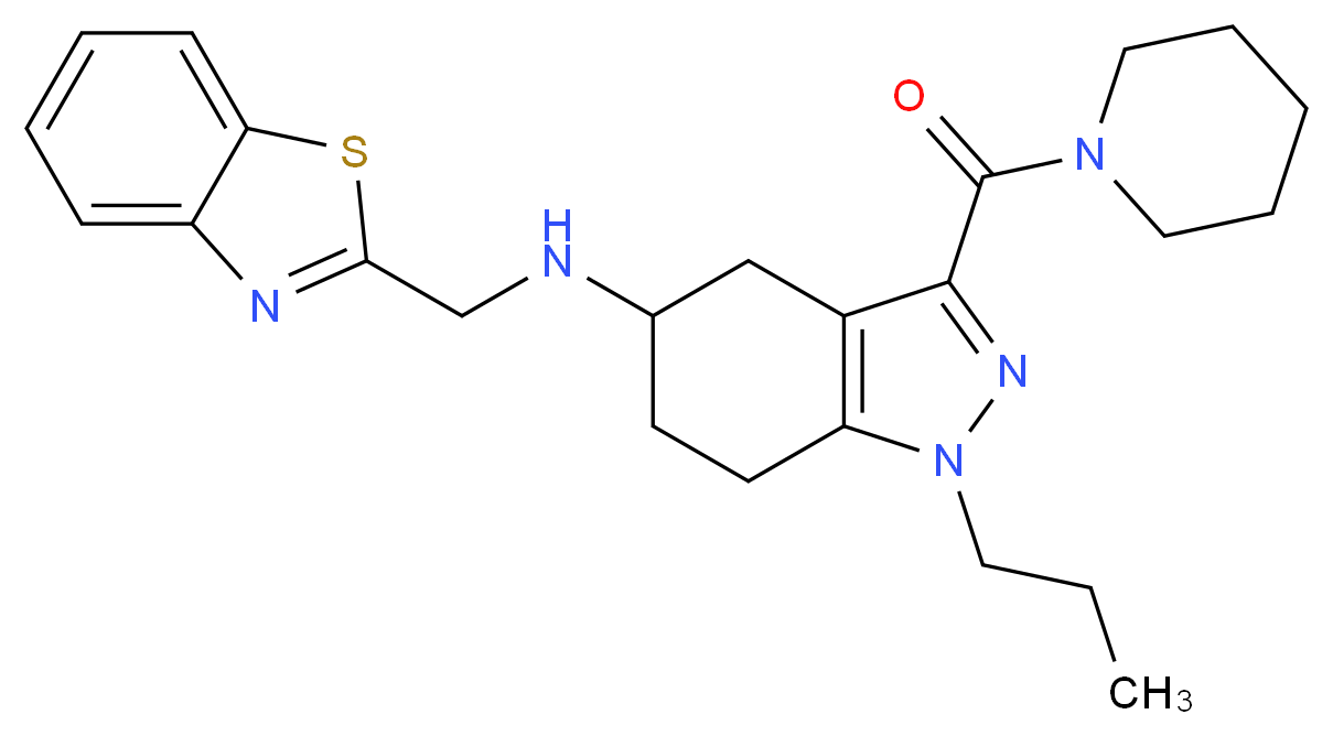 N-(1,3-benzothiazol-2-ylmethyl)-3-(1-piperidinylcarbonyl)-1-propyl-4,5,6,7-tetrahydro-1H-indazol-5-amine_Molecular_structure_CAS_)