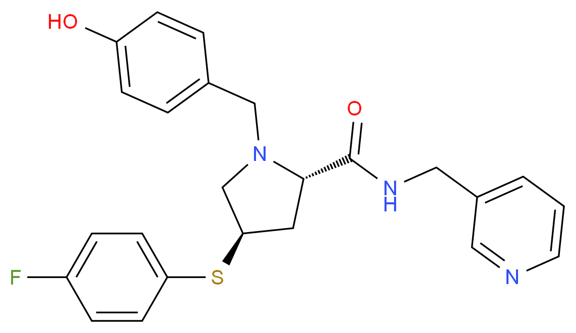 (4R)-4-[(4-fluorophenyl)thio]-1-(4-hydroxybenzyl)-N-(3-pyridinylmethyl)-L-prolinamide_Molecular_structure_CAS_)