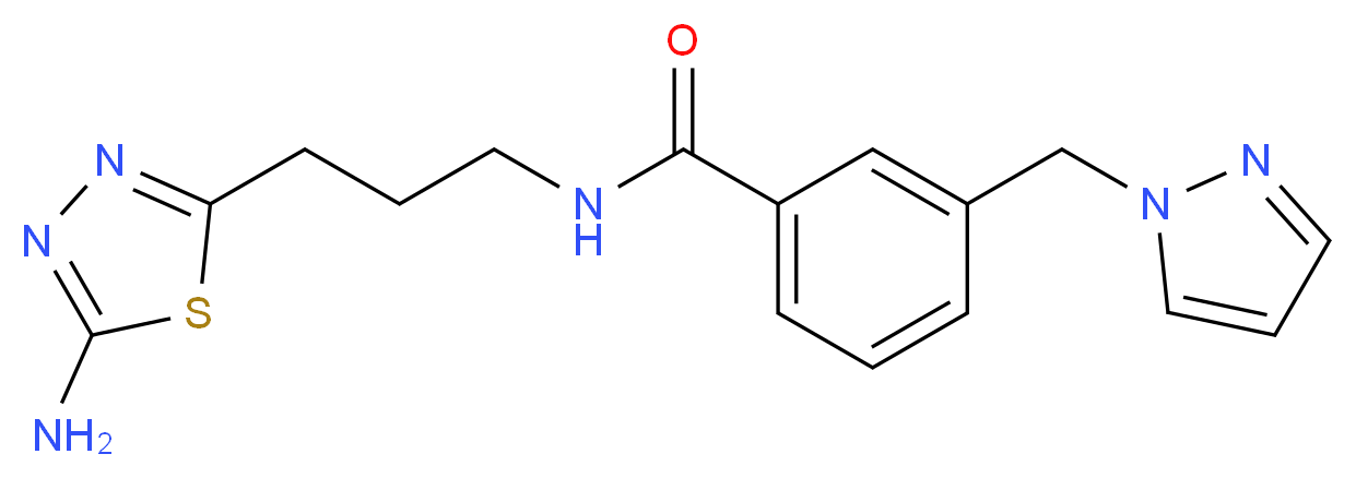 N-[3-(5-amino-1,3,4-thiadiazol-2-yl)propyl]-3-(1H-pyrazol-1-ylmethyl)benzamide_Molecular_structure_CAS_)