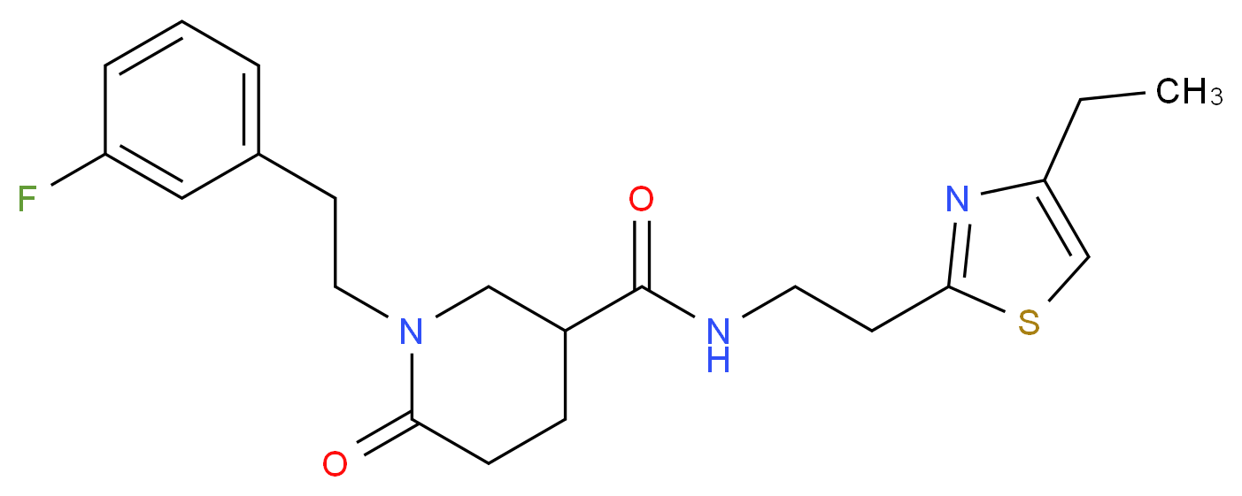 N-[2-(4-ethyl-1,3-thiazol-2-yl)ethyl]-1-[2-(3-fluorophenyl)ethyl]-6-oxo-3-piperidinecarboxamide_Molecular_structure_CAS_)