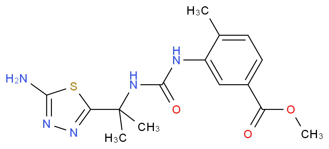 methyl 3-[({[1-(5-amino-1,3,4-thiadiazol-2-yl)-1-methylethyl]amino}carbonyl)amino]-4-methylbenzoate_Molecular_structure_CAS_)