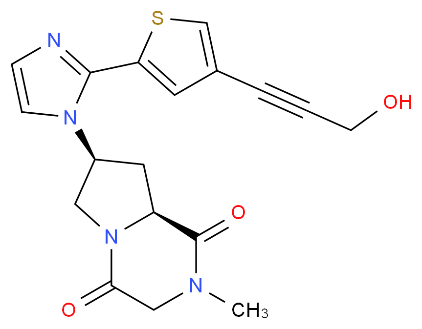(7S,8aS)-7-{2-[4-(3-hydroxyprop-1-yn-1-yl)-2-thienyl]-1H-imidazol-1-yl}-2-methylhexahydropyrrolo[1,2-a]pyrazine-1,4-dione_Molecular_structure_CAS_)