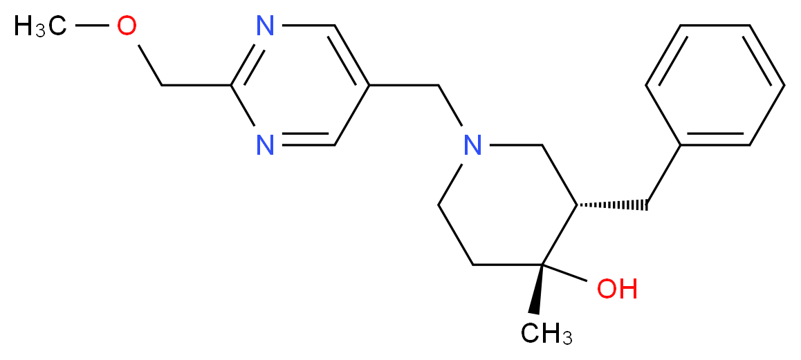 (3S*,4R*)-3-benzyl-1-{[2-(methoxymethyl)pyrimidin-5-yl]methyl}-4-methylpiperidin-4-ol_Molecular_structure_CAS_)