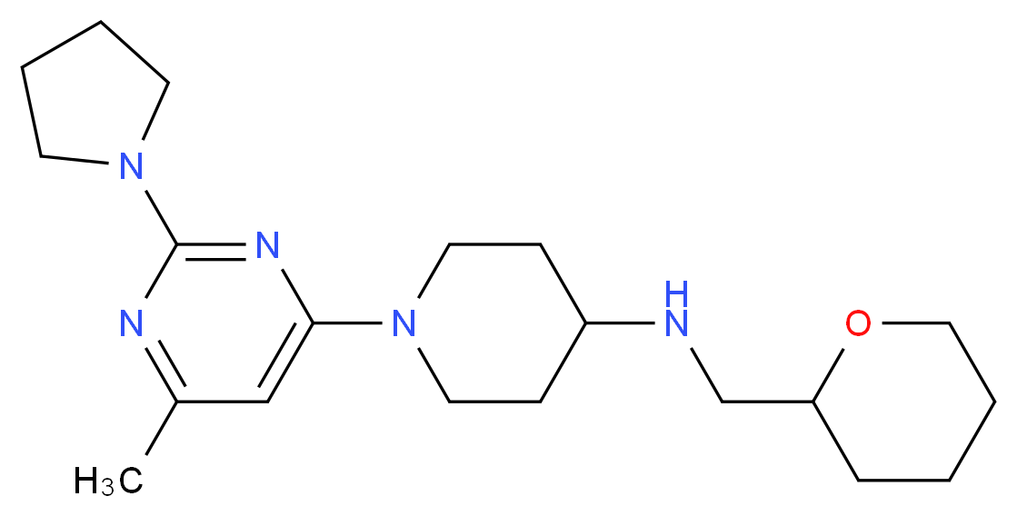 1-(6-methyl-2-pyrrolidin-1-ylpyrimidin-4-yl)-N-(tetrahydro-2H-pyran-2-ylmethyl)piperidin-4-amine_Molecular_structure_CAS_)