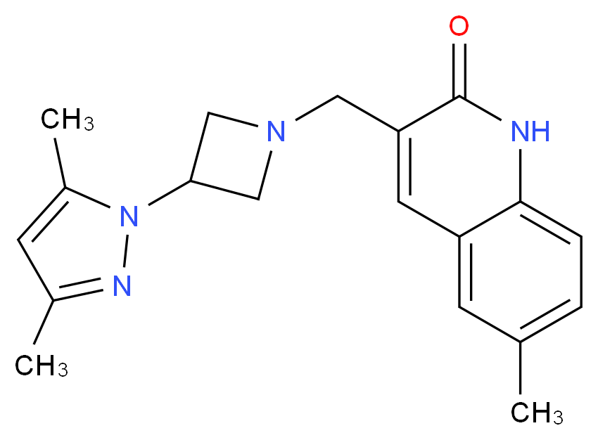 3-{[3-(3,5-dimethyl-1H-pyrazol-1-yl)azetidin-1-yl]methyl}-6-methylquinolin-2(1H)-one_Molecular_structure_CAS_)