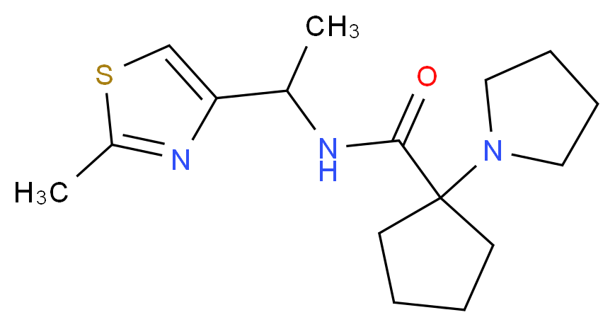 N-[1-(2-methyl-1,3-thiazol-4-yl)ethyl]-1-pyrrolidin-1-ylcyclopentanecarboxamide_Molecular_structure_CAS_)
