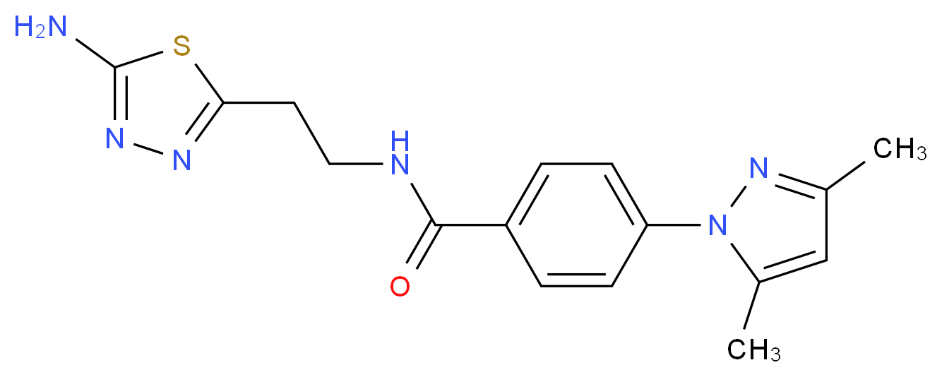 N-[2-(5-amino-1,3,4-thiadiazol-2-yl)ethyl]-4-(3,5-dimethyl-1H-pyrazol-1-yl)benzamide_Molecular_structure_CAS_)