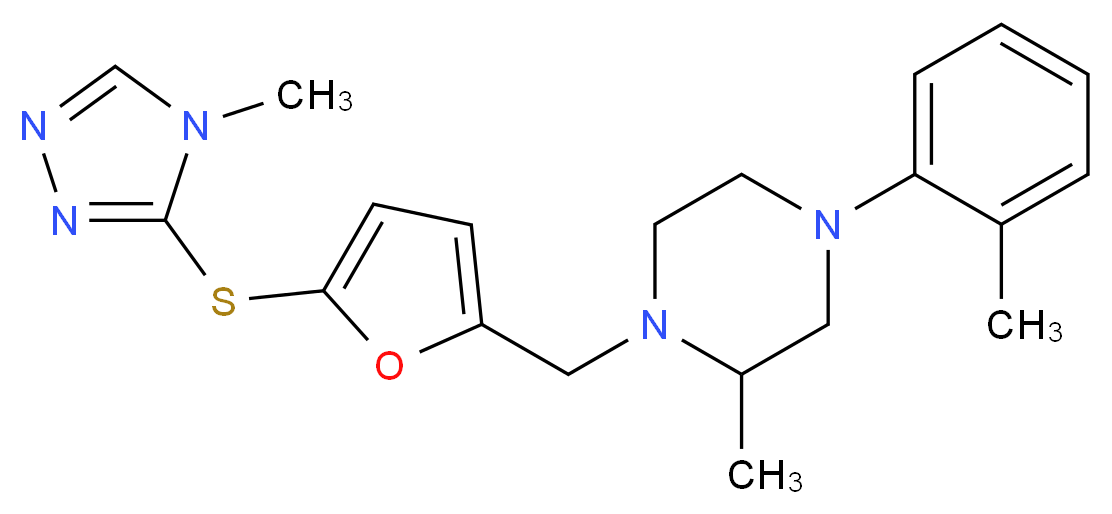 2-methyl-4-(2-methylphenyl)-1-({5-[(4-methyl-4H-1,2,4-triazol-3-yl)thio]-2-furyl}methyl)piperazine_Molecular_structure_CAS_)