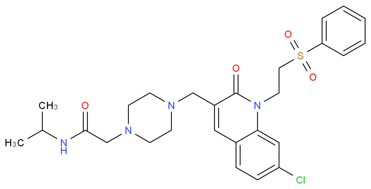 2-[4-({7-chloro-2-oxo-1-[2-(phenylsulfonyl)ethyl]-1,2-dihydro-3-quinolinyl}methyl)-1-piperazinyl]-N-isopropylacetamide_Molecular_structure_CAS_)